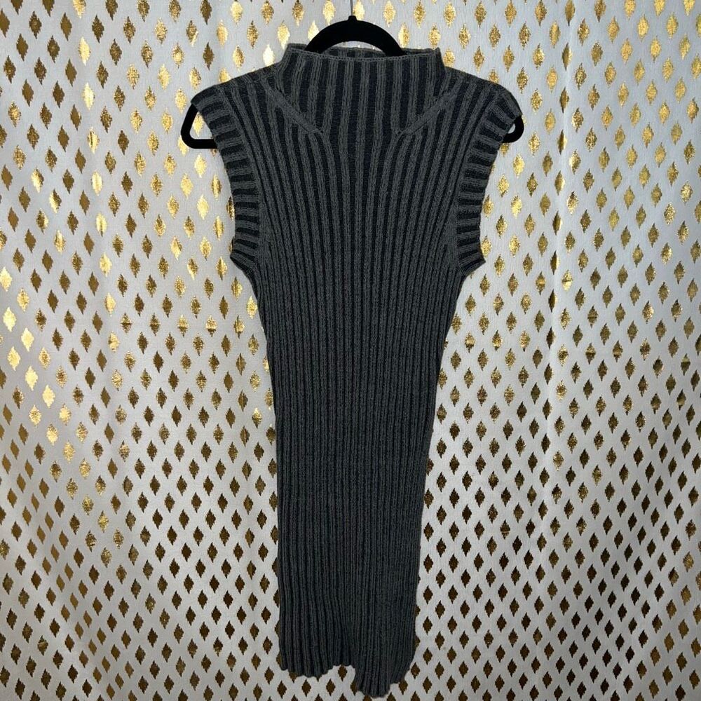 Express sleeveless sweater dress mock neck turtleneck high neck ribbed gray char